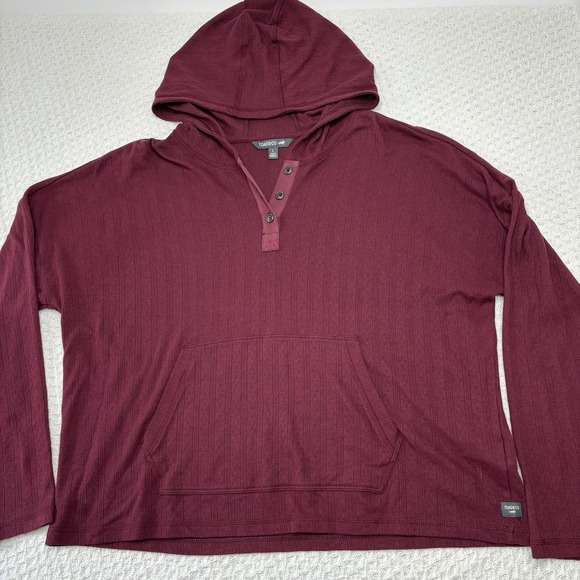 Toad & Co Hoodie Foothill Pointelle Large Maroon Top Organic Pullover Gorpcore - Picture 2 of 12